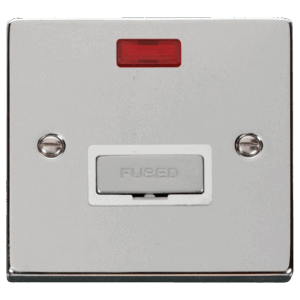 CLICK VPCH753WH DECO POLISHED CHROME INGOT 13A NEON FUSED CONNECTION UNIT WHITE INSERT