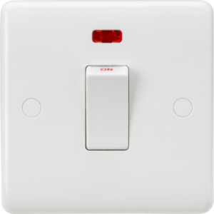 KNIGHTSBRIDGE CURVED CU8331NW 45AMP DOUBLE POLE SWITCH WITH NEON (SINGLE SIZE)