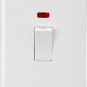 KNIGHTSBRIDGE CURVED CU8332NW 45AMP VERTICAL DOUBLE POLE SWITCH WITH NEON