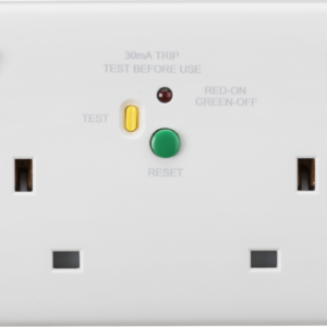 KNIGHTSBRIDGE CURVED CU9RCD 2 GANG 13AMP 30MA TYPE A RCD SWITCHED SOCKET