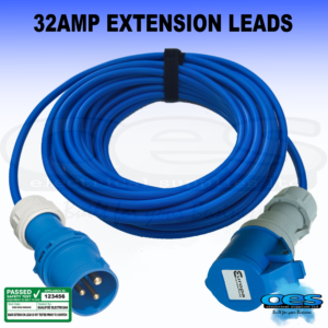 STORM 32A EXTENSION LEAD 4MM BLUE ARCTIC CABLE HOOK UP CATERING TRAILER LEADS