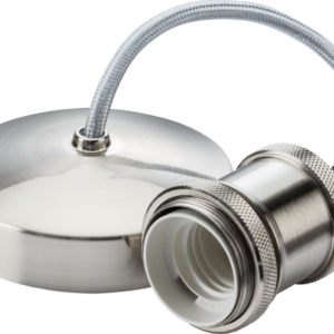 KNIGHTSBRIDGE 8271BC 6" E27 VINTAGE PENDANT SET BRUSHED CHROME