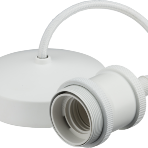 KNIGHTSBRIDGE 8271MW 6" E27 VINTAGE PENDANT SET MATT WHITE