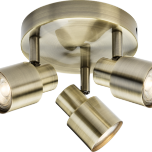 KNIGHTSBRIDGE CSP2AB 230V GU10 TRIPLE SPOTLIGHT (ANTIQUE BRASS)