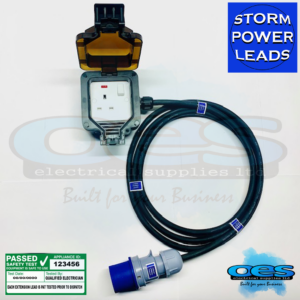 STORM 16AMP PLUG TO 13AMP WEATHERPROOF 1GANG SOCKET HEAVY DUTY RUBBER ADAPTOR