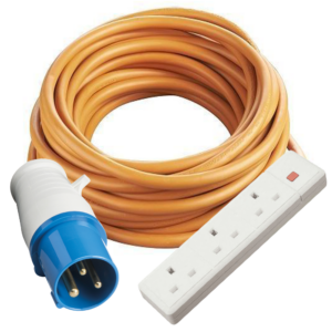 STORM 16 AMP HI-VIS CAMPING EXTENSION LEAD 3 WAY 5 - 25 METRE HOOK UP SOCKETS 240VOLT