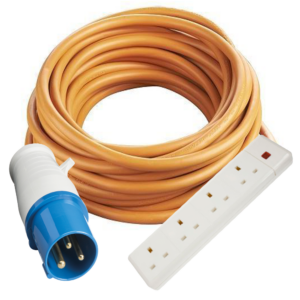 STORM 16 AMP HI-VIS CAMPING EXTENSION LEAD 4 WAY 5 - 25 METRE HOOK UP SOCKETS 240VOLT