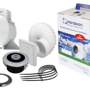 MONSOON UMDTK-W TURBO MIXED FLOW IN-LINE SHOWER FAN WITH LED LIGHT KIT