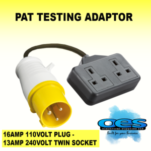 STORM EXT400Y16P13S/2 16 AMP 110V PLUG - 240V 13 AMP 2 GANG SOCKET ADAPTOR PAT TEST TESTING LEAD