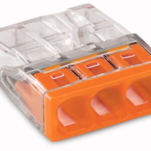 WAGO 2273-203 SPLICING CONNECTOR FOR SOLID CONDUCTORS MAX. 2.5 MM² 3 CONDUCTOR TRANSPARENT/ORANGE