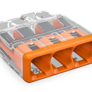 WAGO 2773-403 4.0MM 32AMP 3 POLE SOLID/STRANDED COMPACT SPLICING CONNECTOR TRANSPARENT/ORANGE